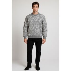 Colors Sweater Mens L Gray White Classic Ecelectic Grandpa 80s Retro Vintage‎